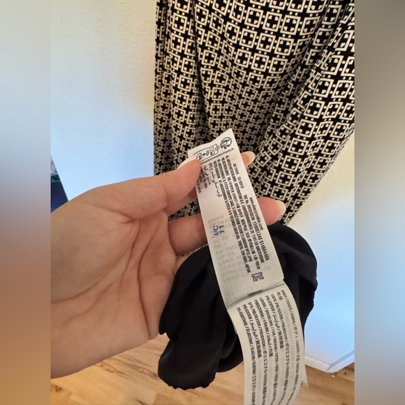 Abercrombie & Fitch One Shoulder Scarf Bow Midi Dress Black White Size Large EUC - Picture 13 of 14